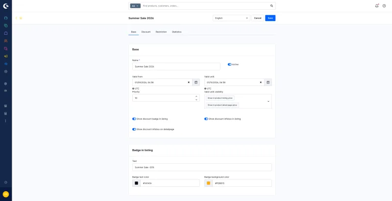 Shopware 6-Plugin: Verwaltungsseite für Rabattkategorien